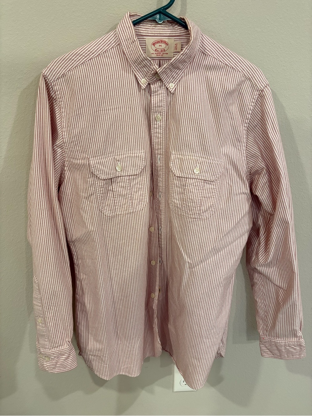 Brooks Brothers Men's Red Striped Button-Down Shirt - Casual Classic
